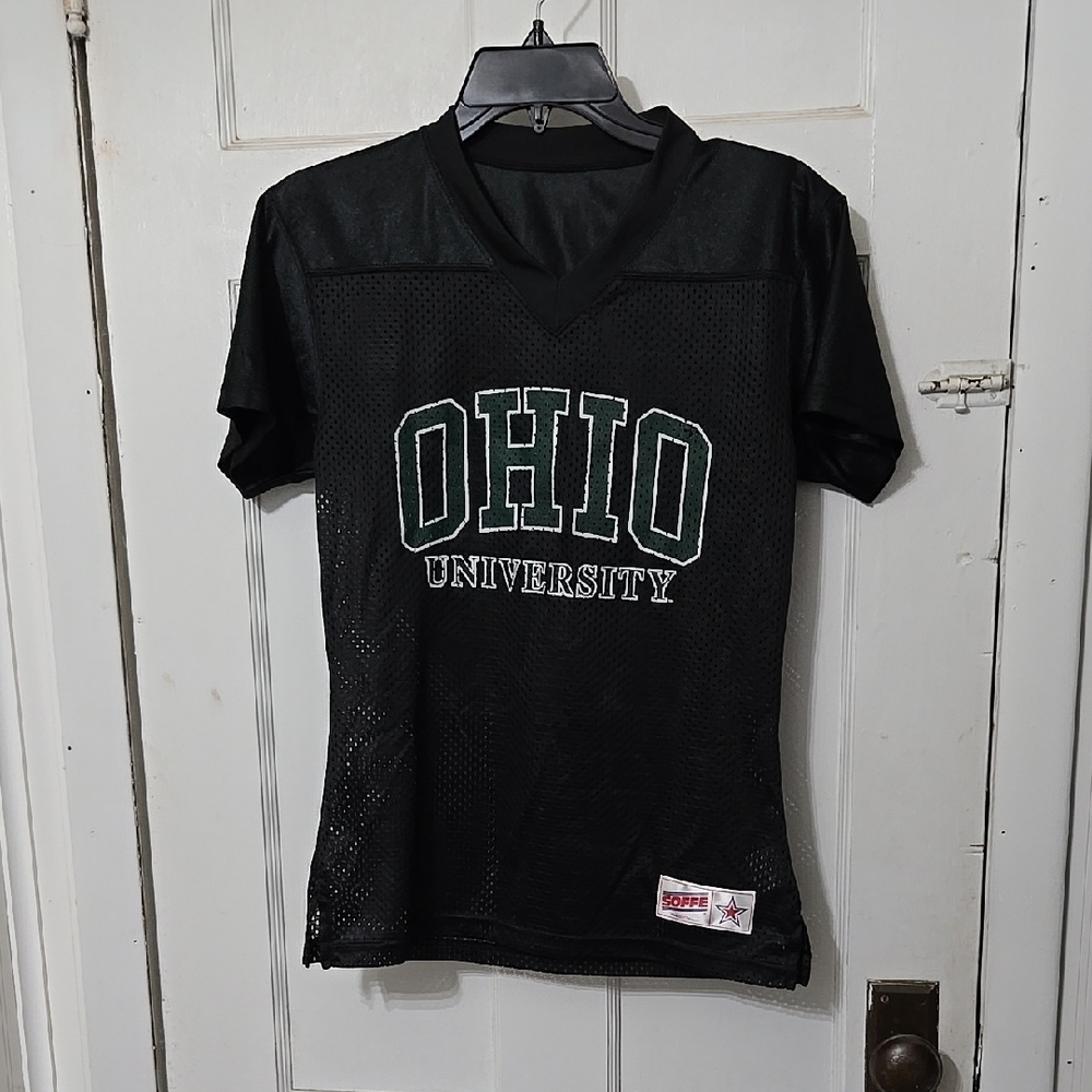 Womens Black Ohio University Mesh Jersey No Size Tag. Fitted Style. PTP 16.5 Apr